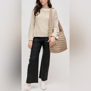 Urban Expressions Tan Quilted Hobo Bag